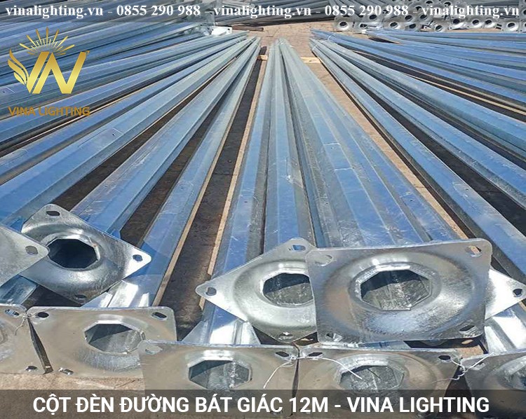 Cột đèn đường cao 12M Cột đèn đường bát giác cao 12m