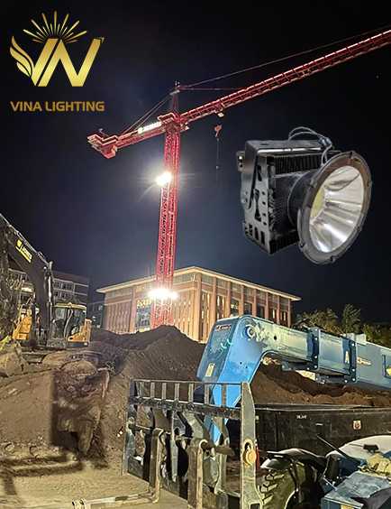 Vai trò của đèn pha LED công trường đảm bảo an ninh Đèn pha cho cẩu tháp xây dựng