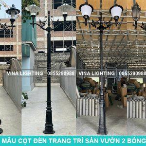 Cột đèn trang trí sân vườn 2 bóng Cột đèn trang trí sân vườn 2 bóng - Ảnh 2