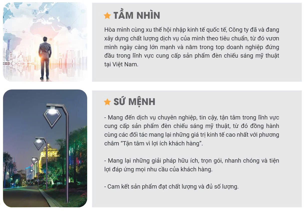 Giới Thiệu Trang Cột Đèn Cao Áp Thương Hiệu Vina Lighting Sứ mệnh chiến lược